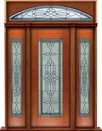 regent leadlight: double door + sidelight on left