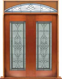 regent leadlight: double door + sidelight on left