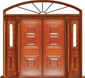mediterranean: double door + sidelight on left